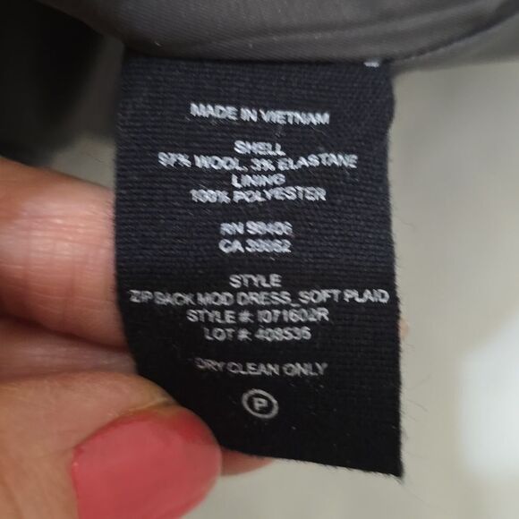 THEORY ZIP BACK MOD WOOL DRESS CHARCOAL MULTI SOFT PLAID SIZE 10 - Picture 9 of 10